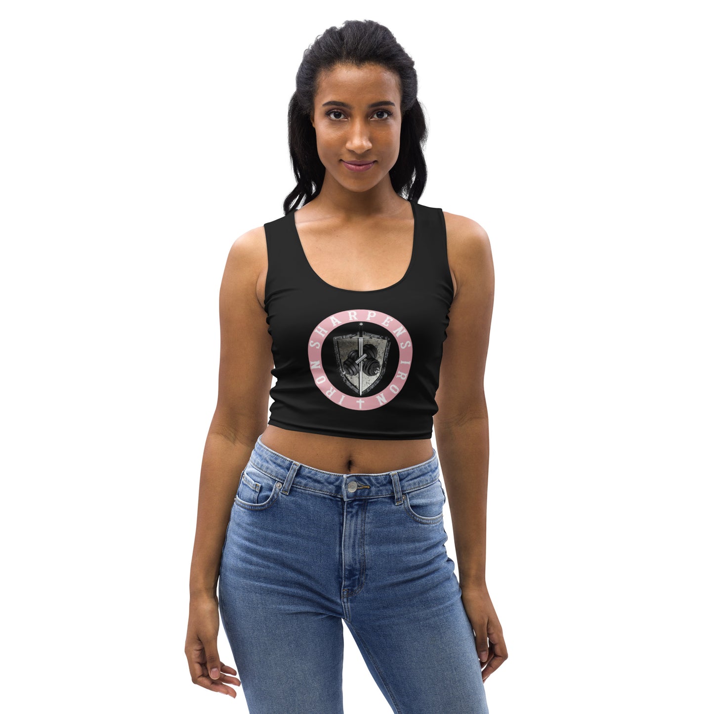 Iron Sharpens Iron Black and Pink Crop Top