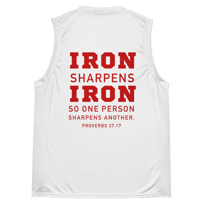 Recycled unisex IRON SHARPENS IRON basketball jersey