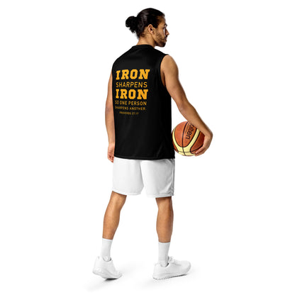 Recycled unisex IRON SHARPENS IRON  basketball jersey