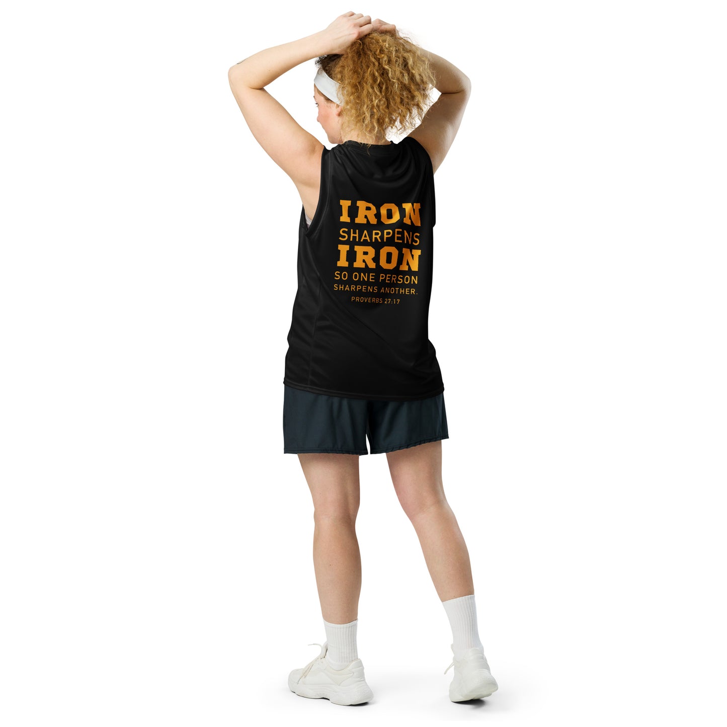 Recycled unisex IRON SHARPENS IRON  basketball jersey