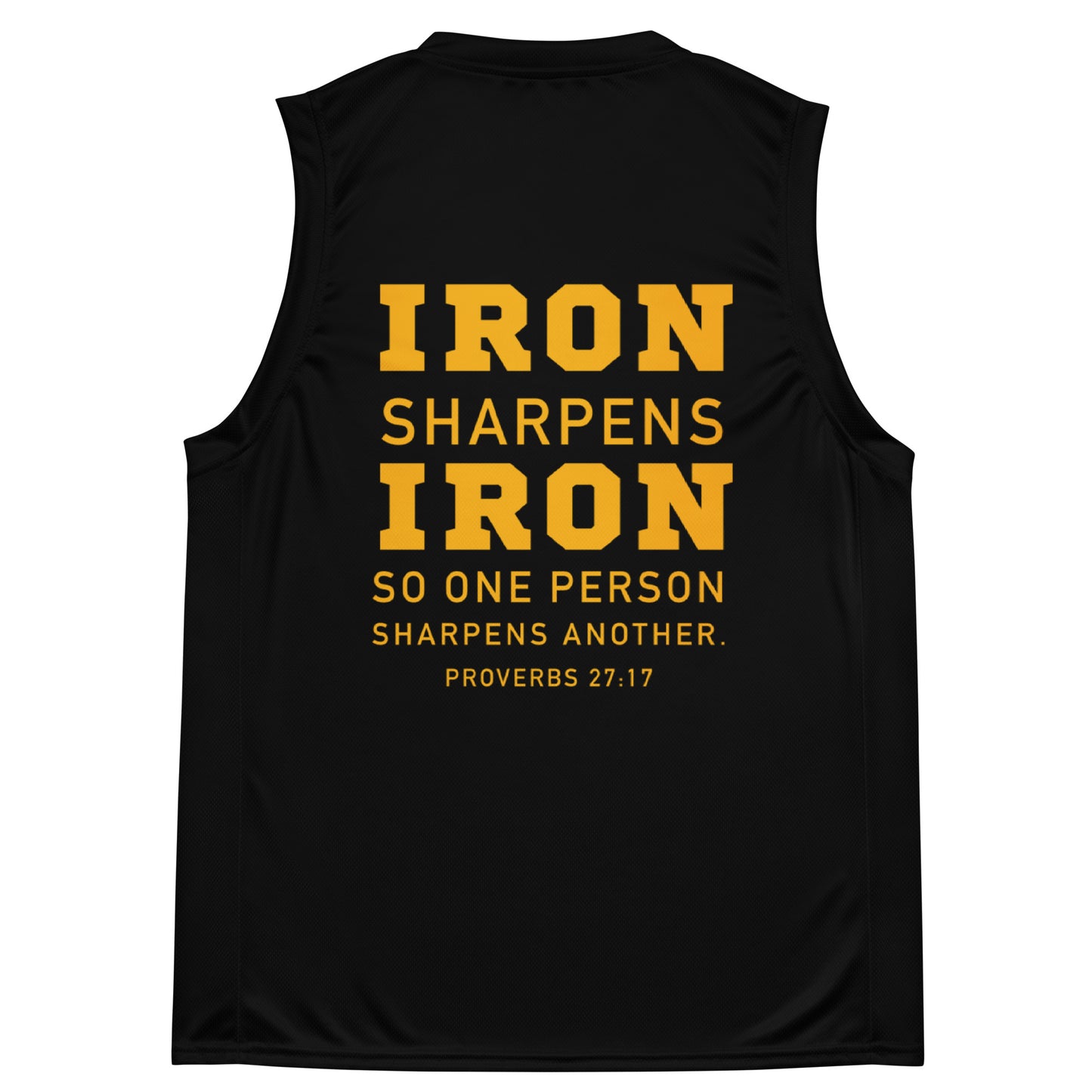 Recycled unisex IRON SHARPENS IRON  basketball jersey