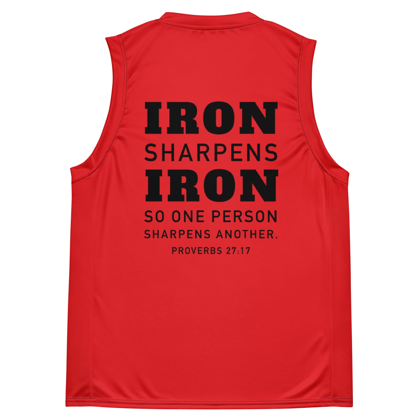 Recycled unisex IRON SHARPENS IRON basketball jersey