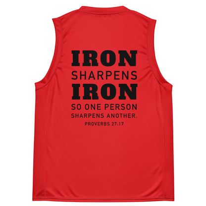 Recycled unisex IRON SHARPENS IRON basketball jersey