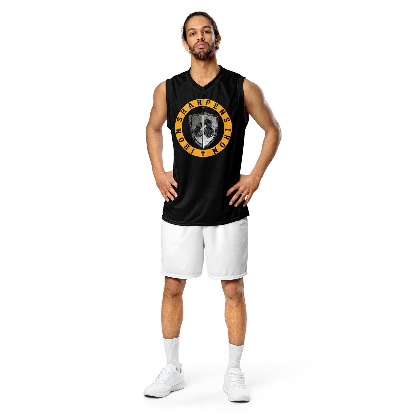 Recycled unisex IRON SHARPENS IRON  basketball jersey