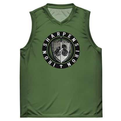 Recycled unisex IRON SHARPENS IRON basketball jersey