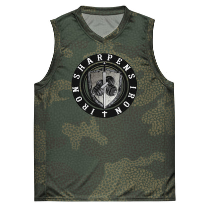 Recycled unisex CAMO IRON SHARPENS IRON basketball jersey