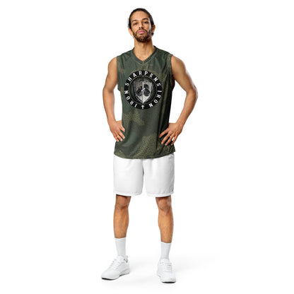 Recycled unisex CAMO IRON SHARPENS IRON basketball jersey