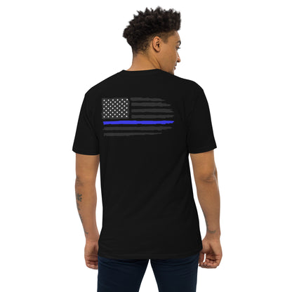 Premium heavyweight Iron Sharpens Iron Blue Line  tee