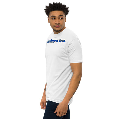 Premium heavyweight Iron Sharpens Iron Blue Line  tee