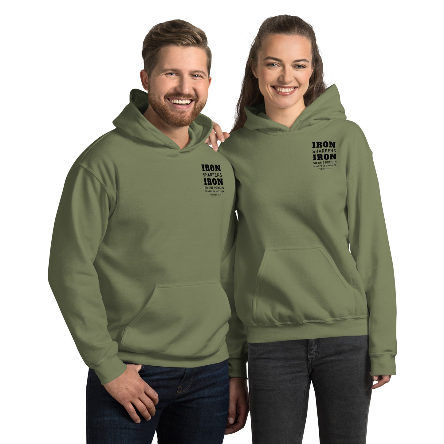 IRON SHARPENS IRON bible verse and logo Unisex Hoodie