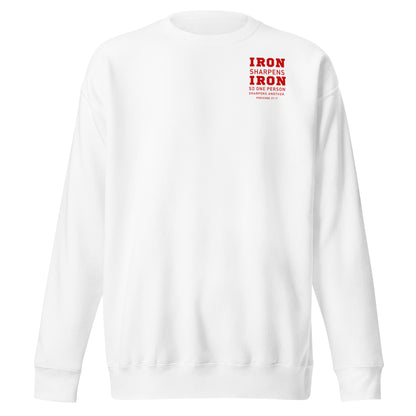 Cherry Red Unisex Premium Iron Sharpens Iron Sweatshirt