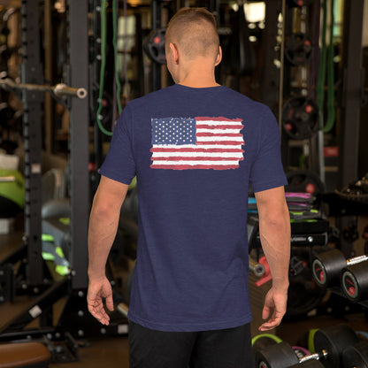 Unisex Iron Sharpens iron 4th of July shirt "Flag On the back"