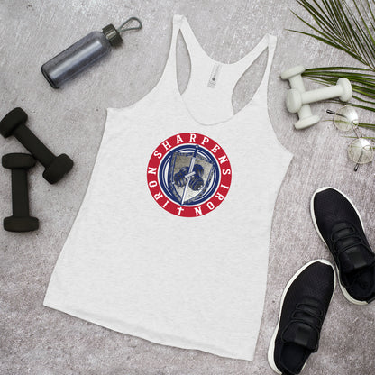 Women's Racerback Iron Sharpens Iron 4Th of July tank