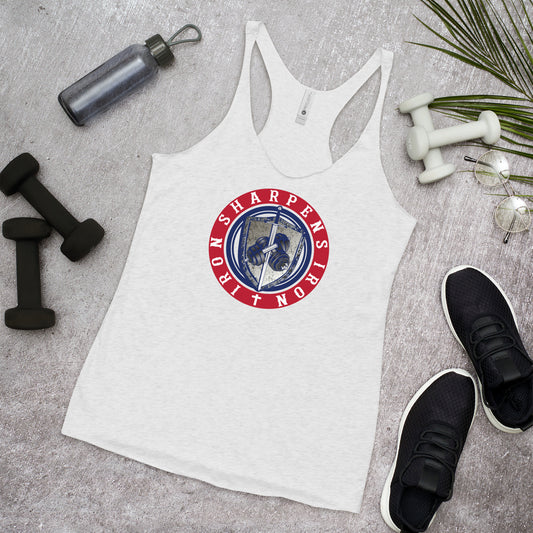 Women's Racerback Iron Sharpens Iron 4Th of July tank