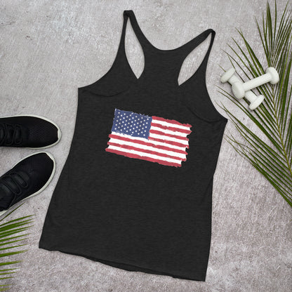 Women's Racerback Iron Sharpens Iron 4Th of July tank