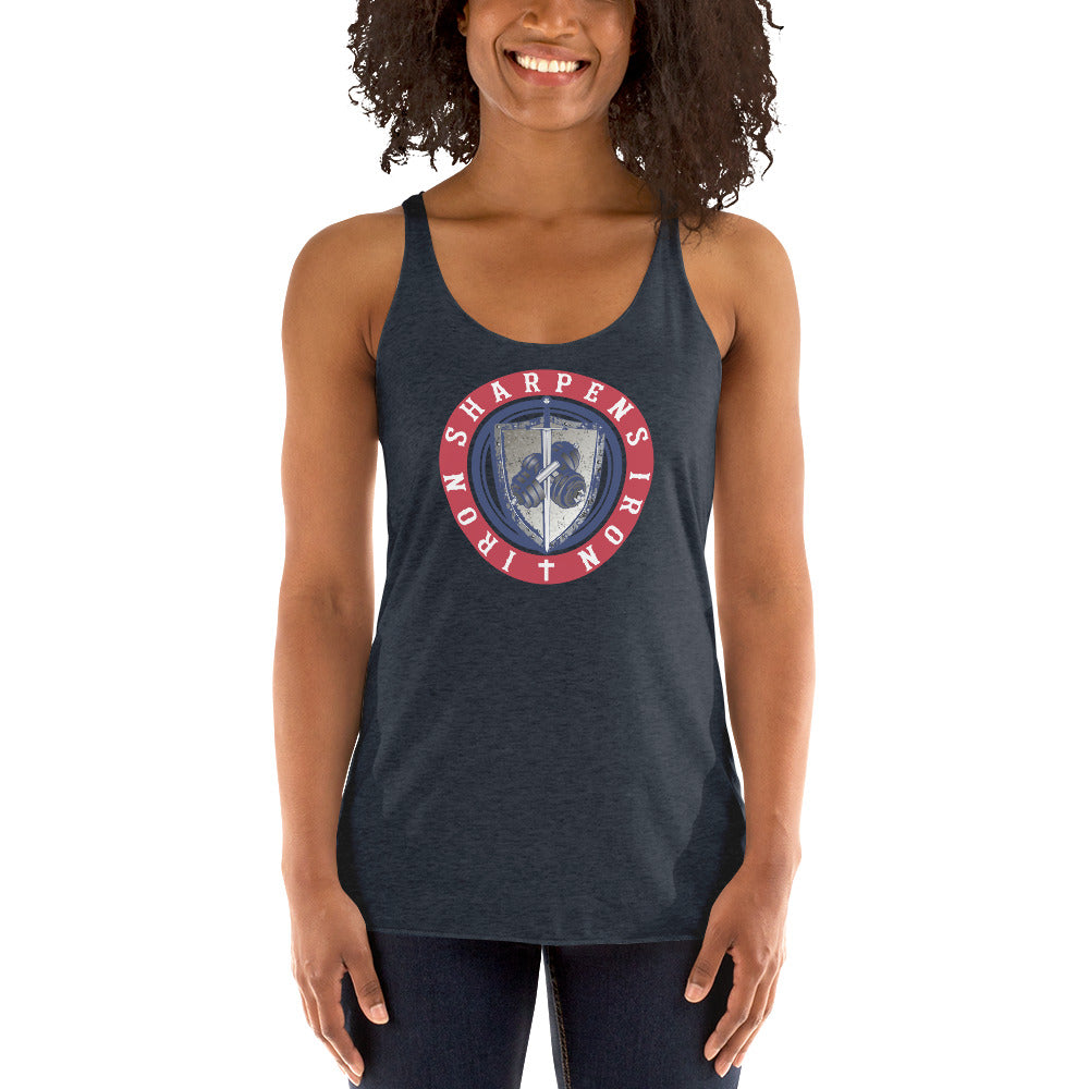 Women's Racerback Iron Sharpens Iron 4Th of July tank