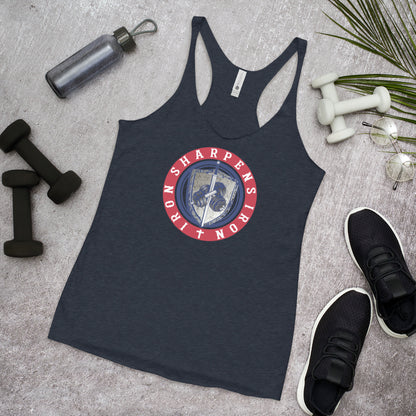 Women's Racerback Iron Sharpens Iron 4Th of July tank