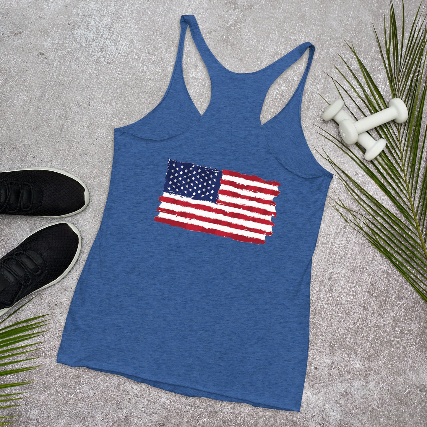 Women's Racerback Iron Sharpens Iron 4Th of July tank