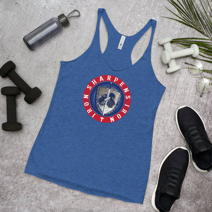 Women's Racerback Iron Sharpens Iron 4Th of July tank