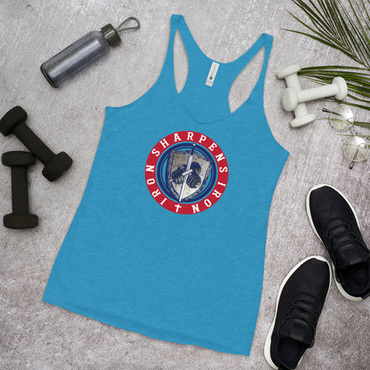 Women's Racerback Iron Sharpens Iron 4Th of July tank