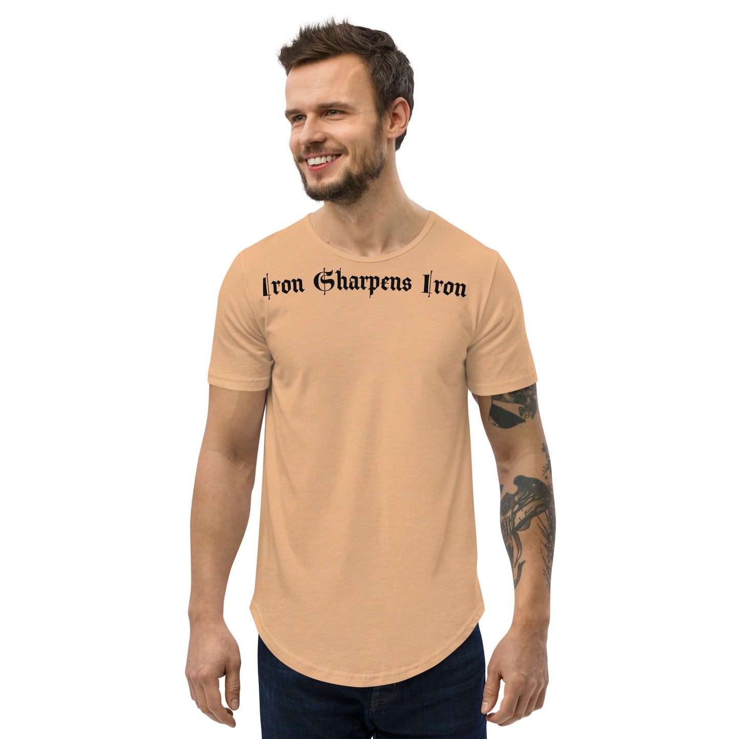 Men's Curved Hem super thin material  with tight fit iron sharpens iron T