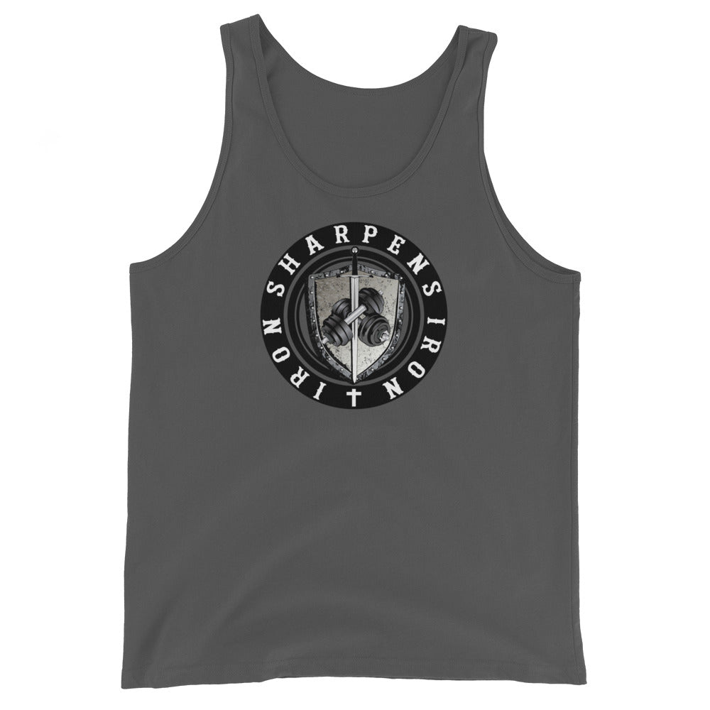 IRON SHARPENS IRON GYM TANK  WITH VERSE ON BACK