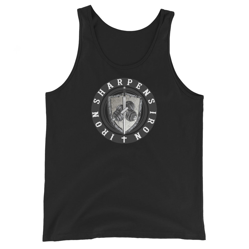 IRON SHARPENS IRON GYM TANK  WITH VERSE ON BACK