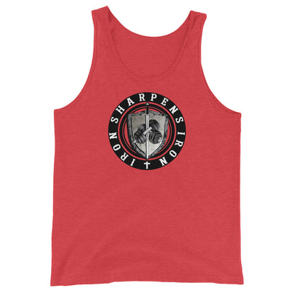 IRON SHARPENS IRON GYM TANK  WITH VERSE ON BACK