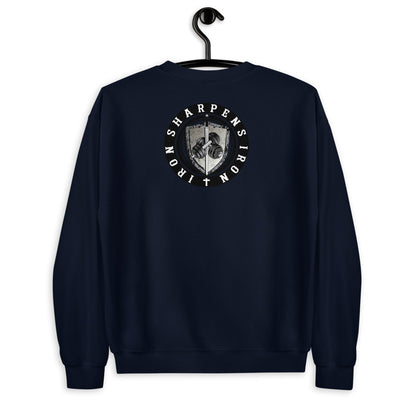 NO WEAPON FORMED SWEATSHIRT includes iron sharpens iron logo on the back