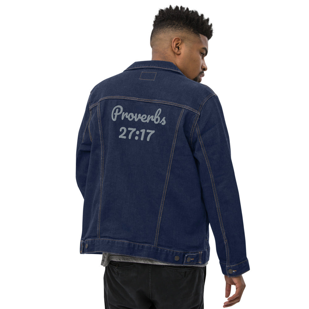 Unisex denim PROVERBS 27:17  PRO jacket