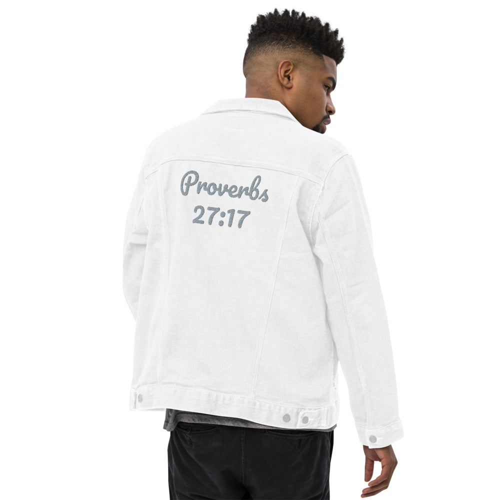 Unisex denim PROVERBS 27:17  PRO jacket